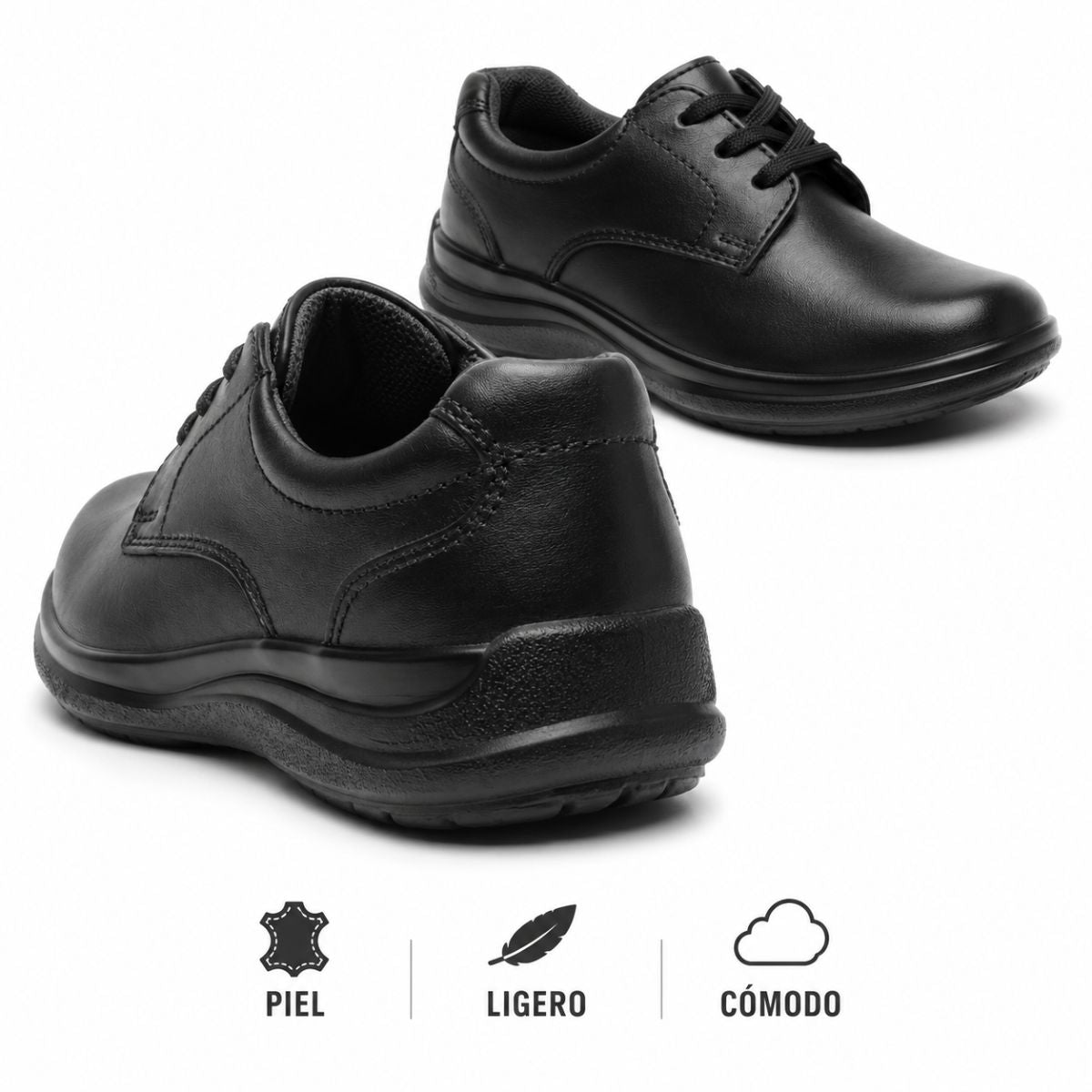 Zapato Escolar Negro de Piel Flexi 402111 Ligero Tallas 17 al 21 MX